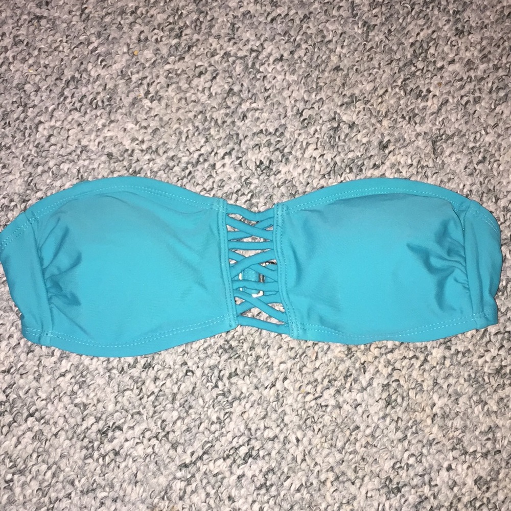 Turquoise strapless super cute bikini top